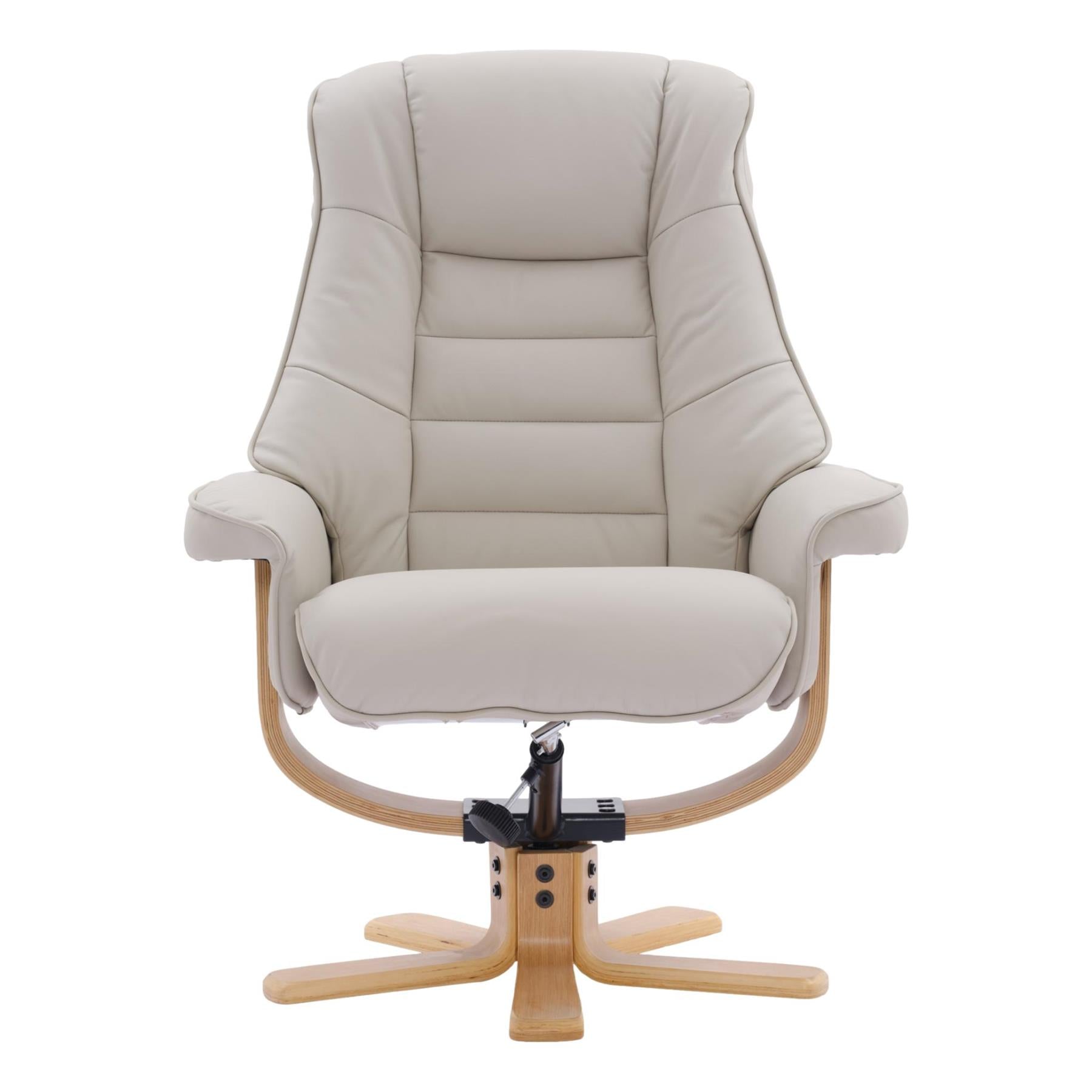 The Sardinia - Swivel Recliner Chair & Footstool in Mushroom Genuine Leather