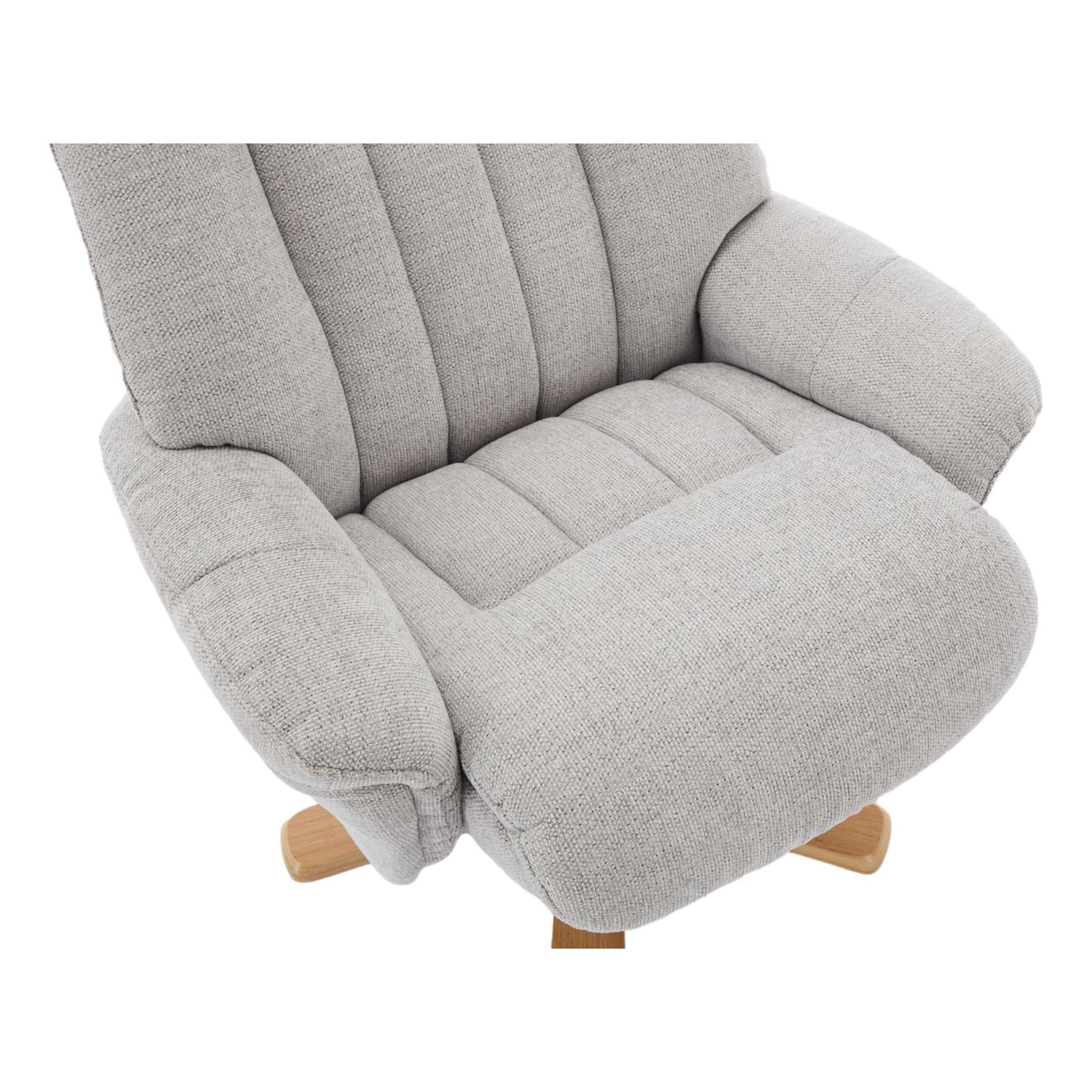 The Paris Swivel Recliner Chair & Footstool in Lille Cloud Fabric - Refurbished