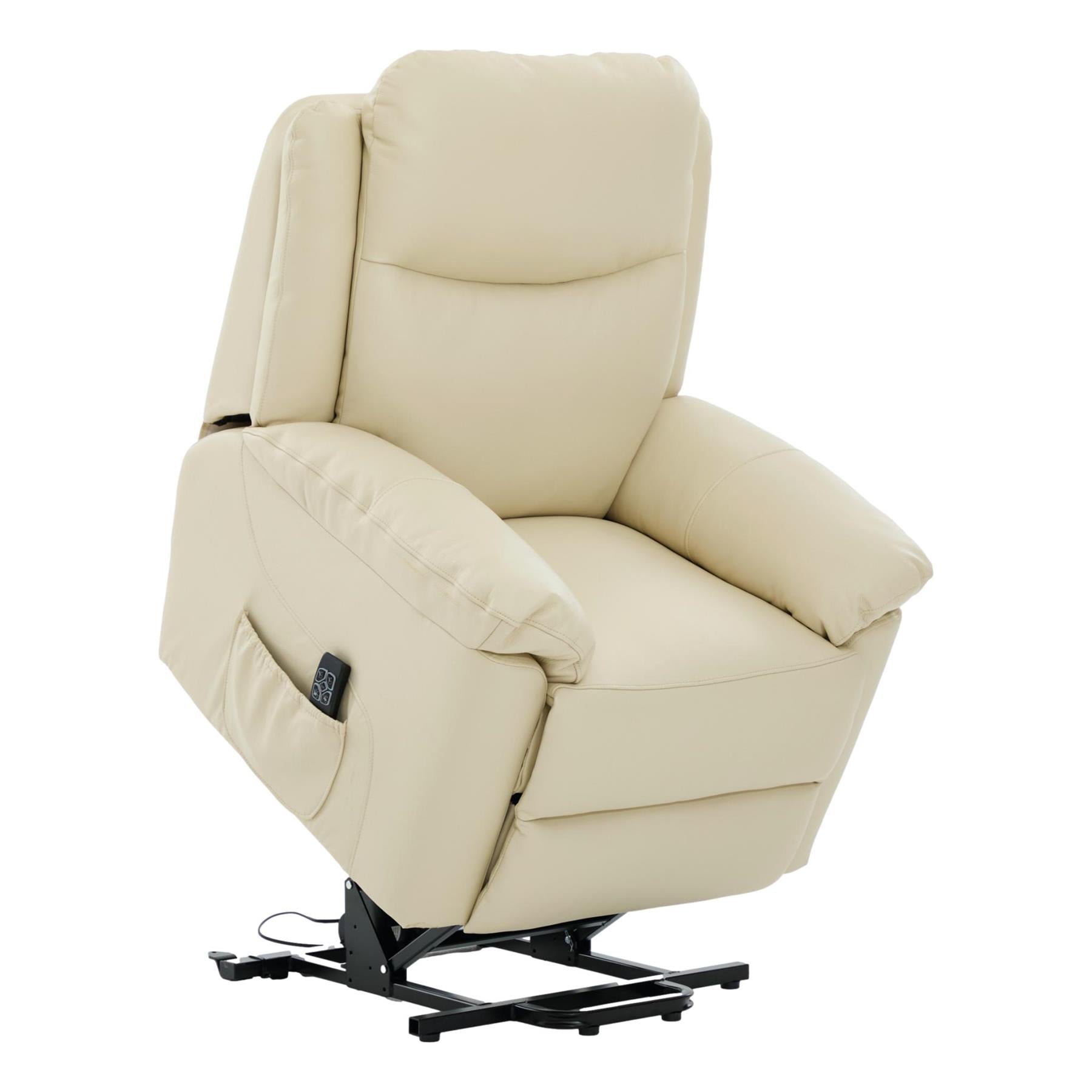 The Devon - Dual Motor Mobility Riser Recliner Arm Chair - Cream Genuine Leather