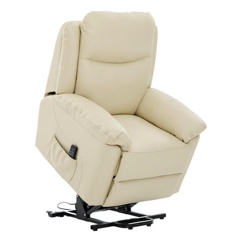 The Devon - Dual Motor Mobility Riser Recliner Arm Chair - Cream Genuine Leather - image 11