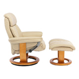 The Jupiter - Swivel Recliner Chair & Matching Footstool in Cream Plush Faux Leather