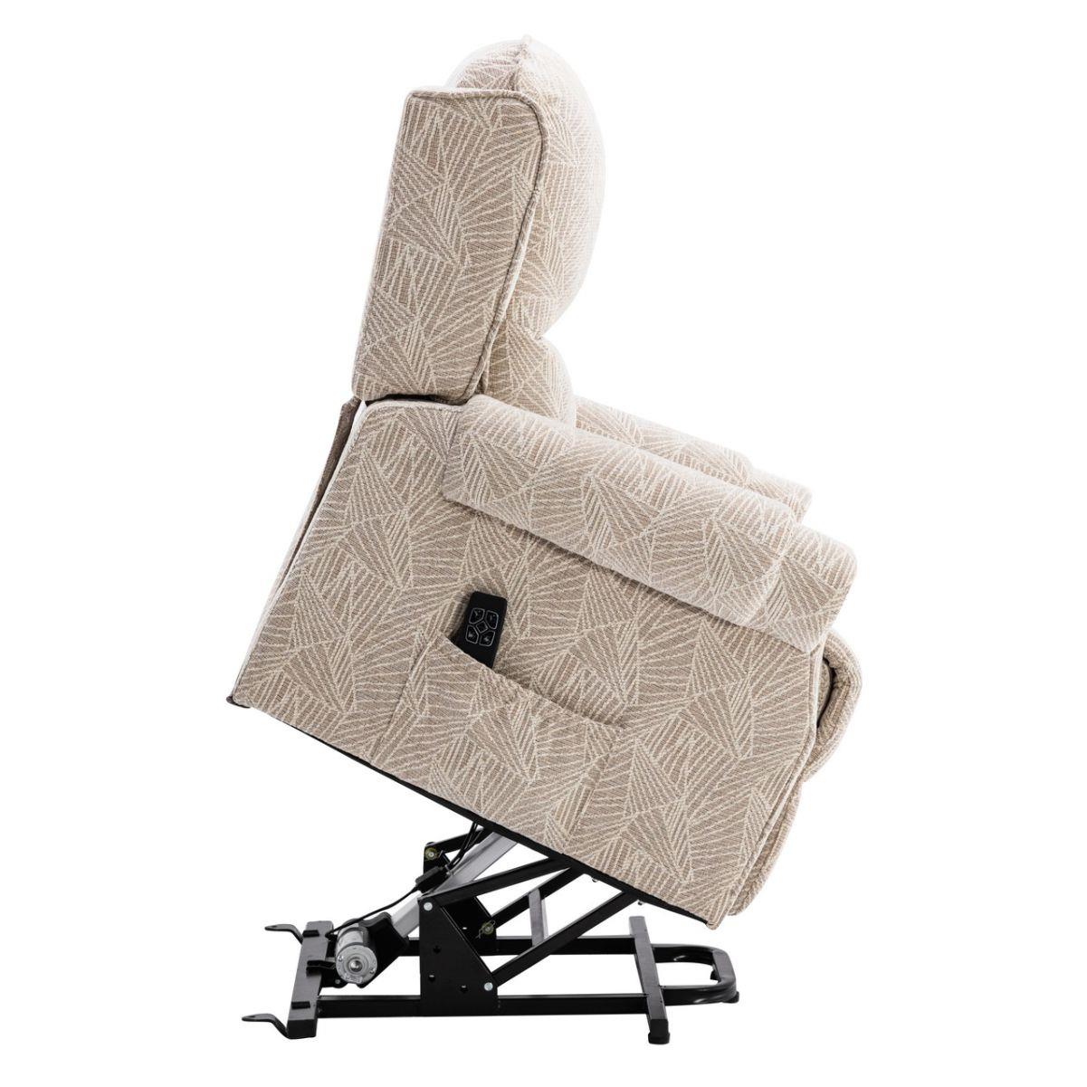 Winchester Dual Motor Riser Recliner Mobility Chair in Cream Brushstroke Fabric - Refurbished