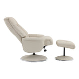 The Lyon - Genuine Leather Swivel Recliner Chair & Footstool in Mushroom - thumbnail 7