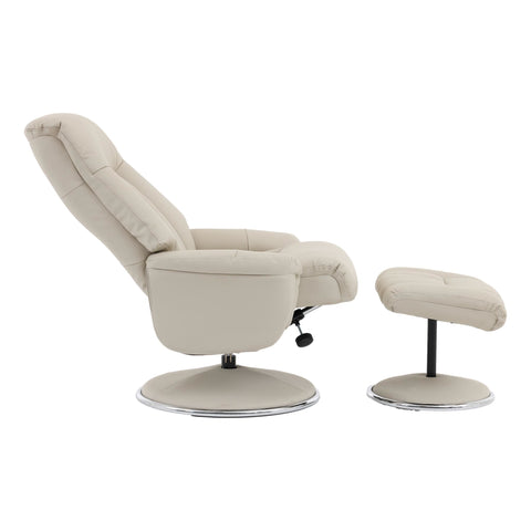 The Lyon - Genuine Leather Swivel Recliner Chair & Footstool in Mushroom - image 7
