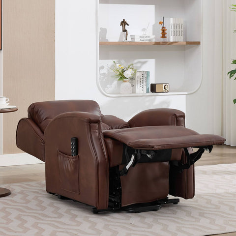 Banff Quad Motor Riser Recliner Lift Chair in Umber Genuine Leather - image 7