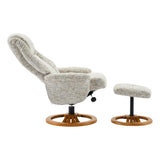 Aruba Swivel Recliner Chair in Frost Cream Fabric with Matching Footstool - thumbnail 6