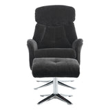The Lucia Swivel Recliner Chair & Footstool in Black Fabric - thumbnail 7