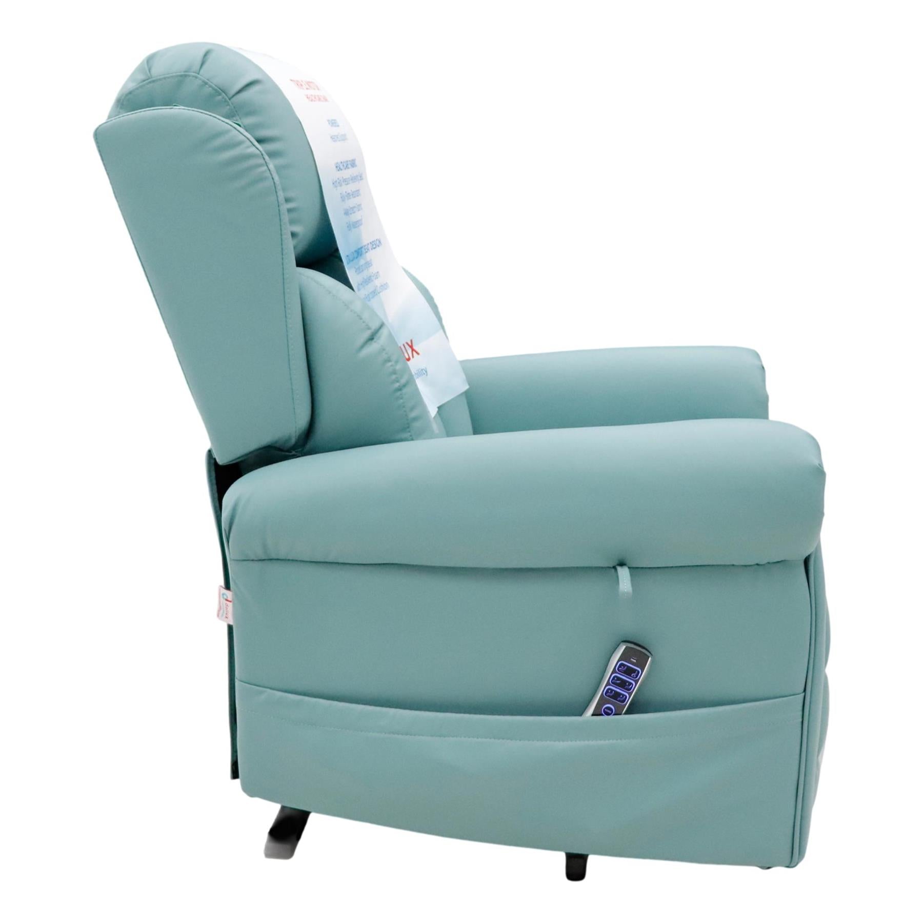 Nevis Healthcare – Triple Motor Riser Recliner Mobility Chair in Jade 4-Way Stretch Faux Leather