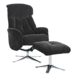 The Lucia Swivel Recliner Chair & Footstool in Black Fabric - thumbnail 1