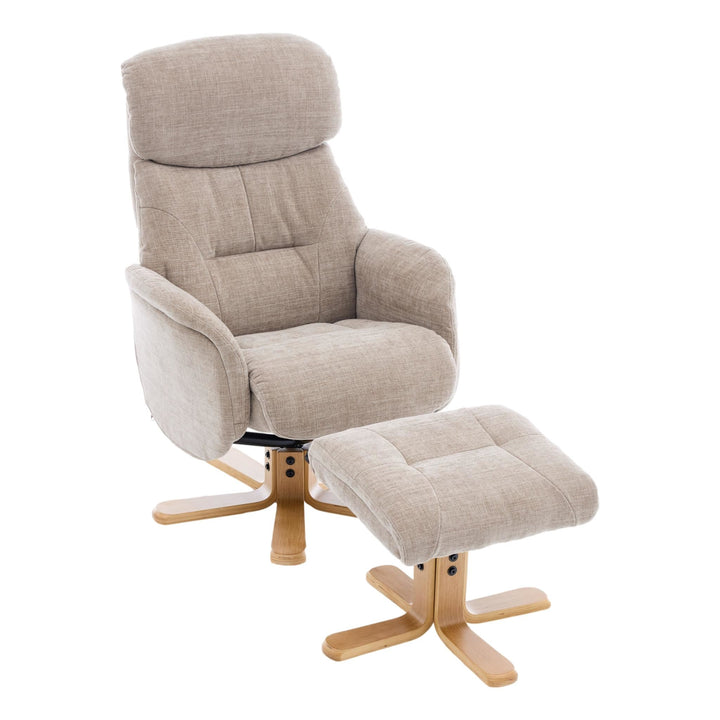 The Eden Swivel Recliner Chair & Matching Footstool  in Sandrift Fabric - image 1