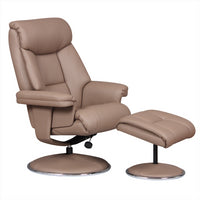 Biarritz Plush Swivel Recliner Chair & Matching Footstool In Earth/Chrome