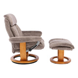 The Jupiter - Swivel Recliner Chair & Matching Footstool in Grey Otter Fabric - Refurbished