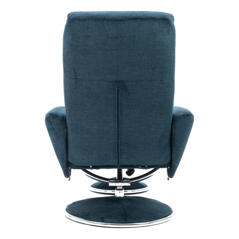 The Paddington - Swivel Recliner Chair & Matching Footstool in Deep Sea Blue Fabric - image 8