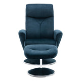 The Paddington - Swivel Recliner Chair & Matching Footstool in Deep Sea Blue Fabric - thumbnail 4