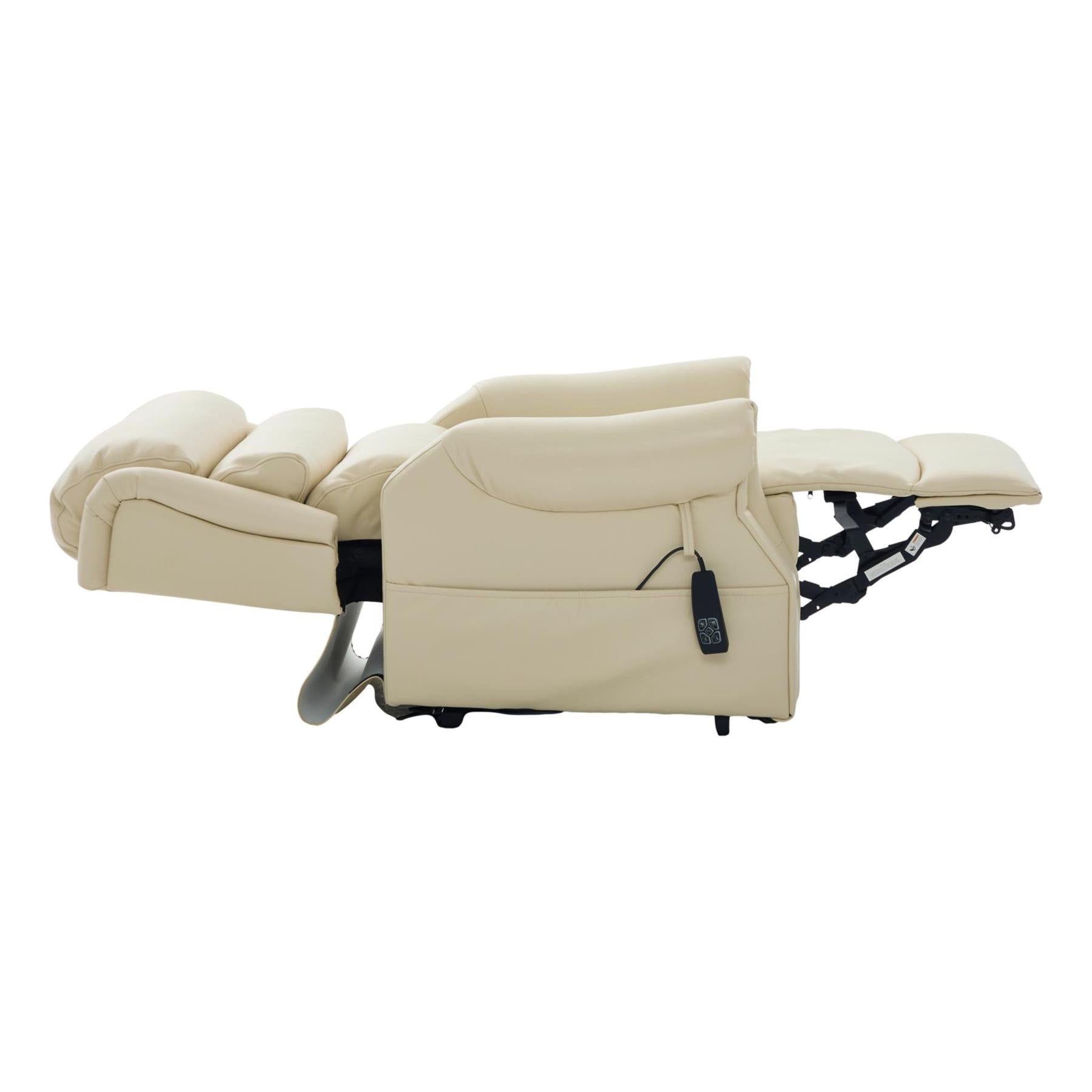 The Carlton Genuine Leather Riser Recliner in Cream - Dual Motor Mobility Chair