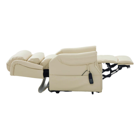 The Carlton Genuine Leather Riser Recliner in Cream - Dual Motor Mobility Chair - image 8