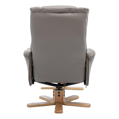 Cairo Swivel Recliner Chair & Footstool in Grey Plush Faux Leather - Refurbished - image 9
