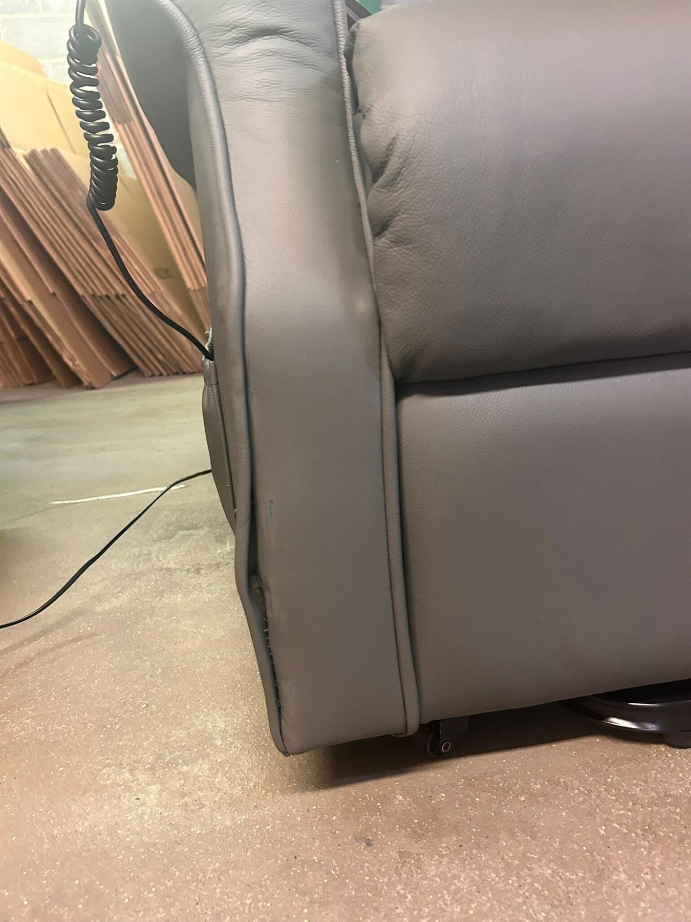 The Darwin - Dual Motor Riser Recliner Mobility Arm Chair in Grey Leather - Clearance - Minor Damage