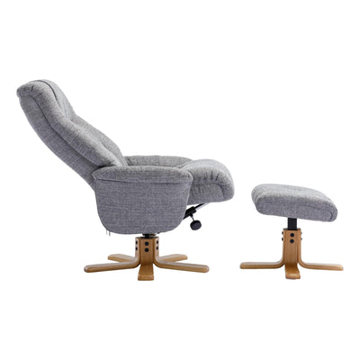 The Dubai - Swivel Recliner Chair & Matching Footstool in Lisbon Rock Fabric