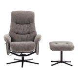 The Nevada Swivel Recliner Chair & Matching Footstool in Ash Fabric - thumbnail 2