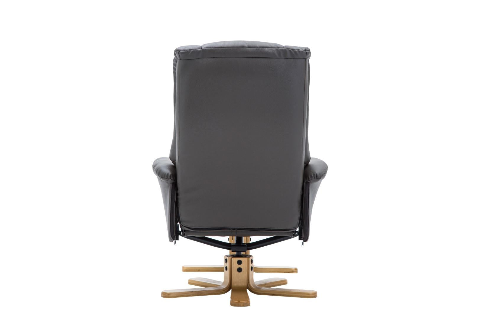 The Florence, Swivel Recliner Chair & Footstool in Charcoal PU Faux Leather