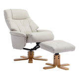 The Dubai - Swivel Recliner Chair & Matching Footstool in Mushroom Plush Faux Leather