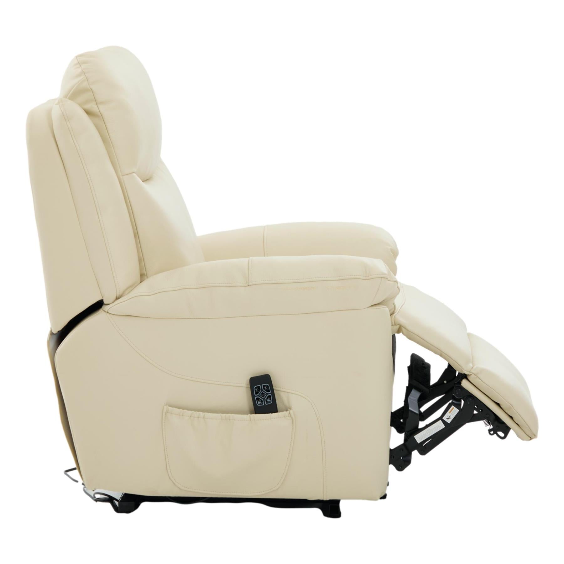 The Devon - Dual Motor Mobility Riser Recliner Arm Chair - Cream Genuine Leather