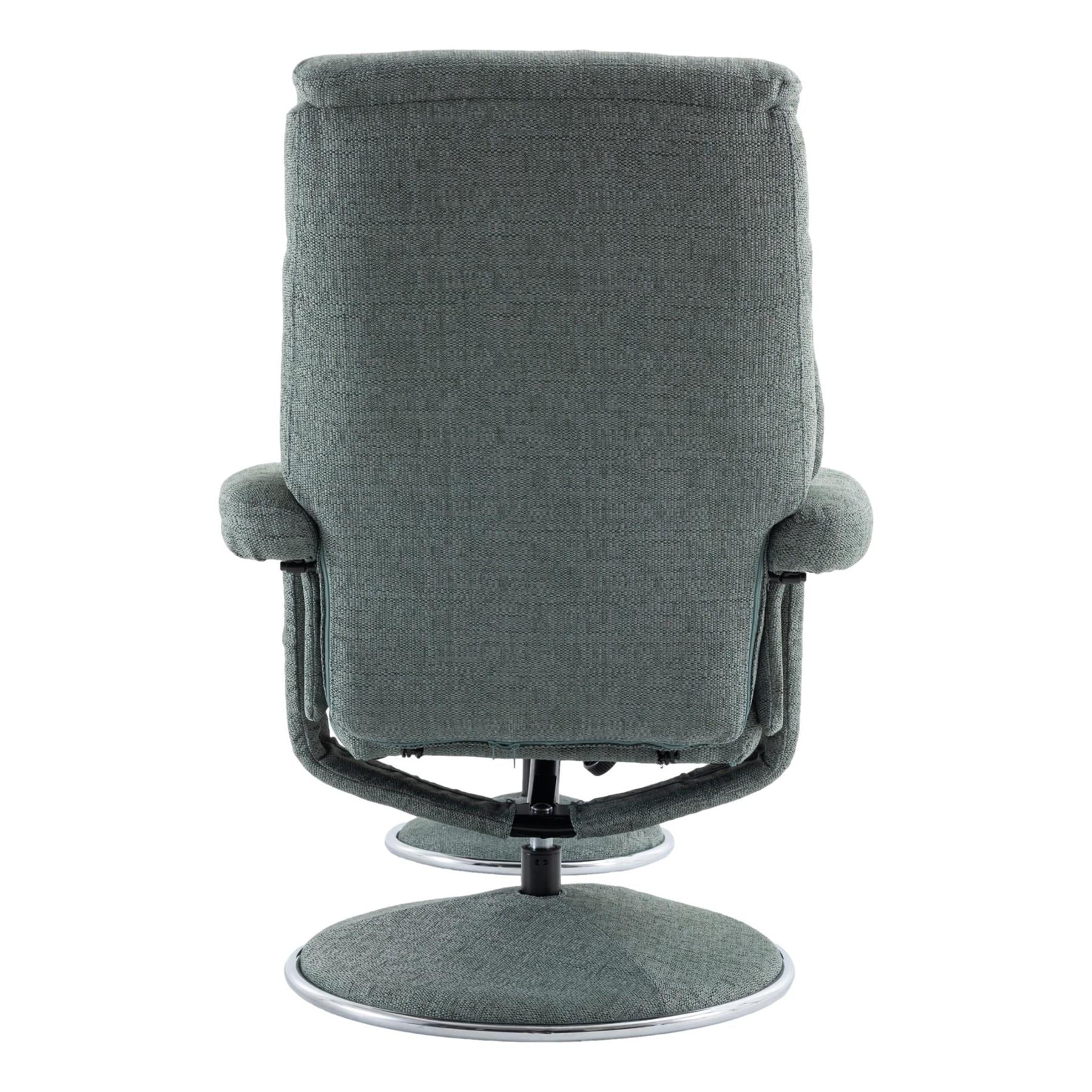The Biarritz - Swivel Recliner Chair & Matching Footstool in Lisbon Teal Fabric