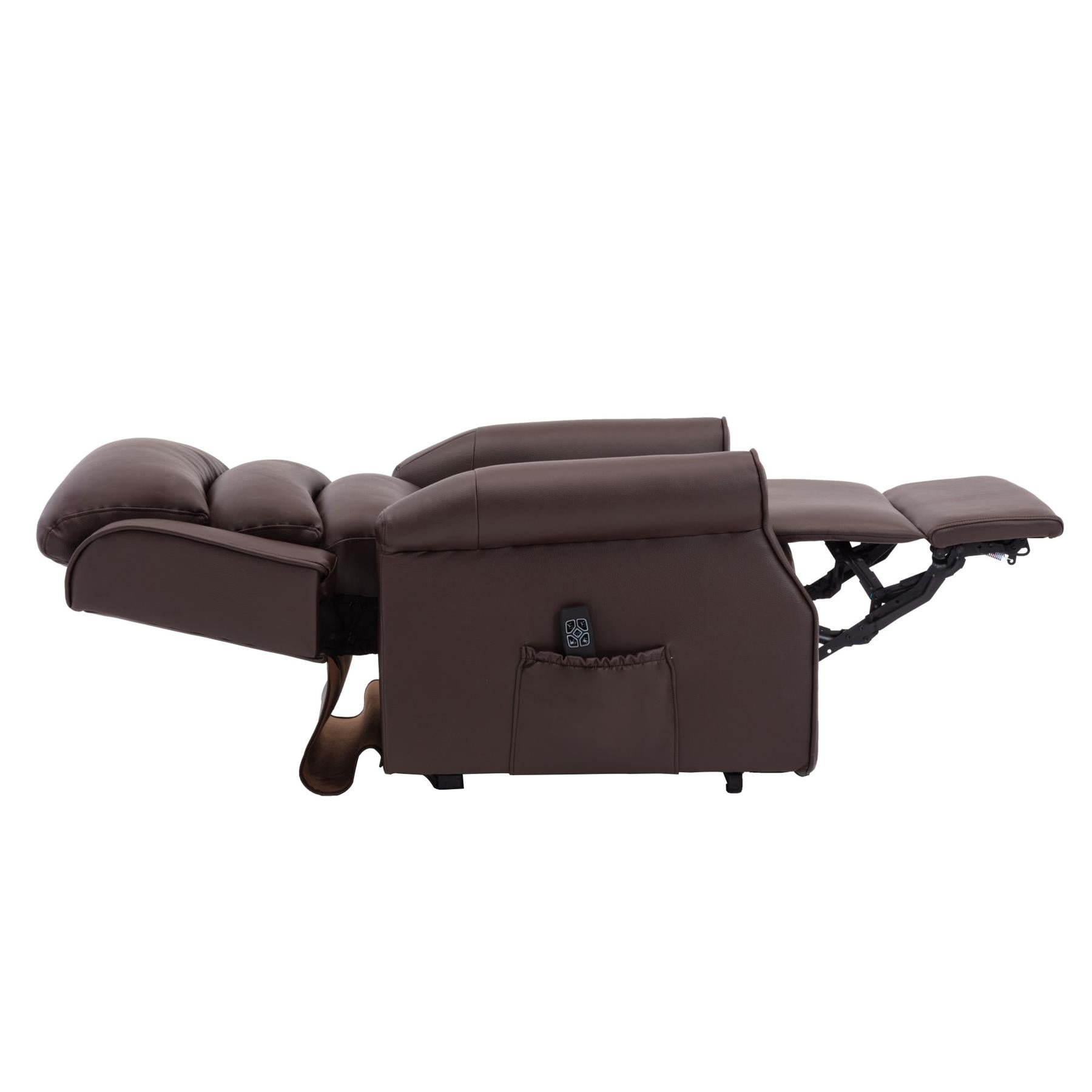 The Perth - Dual Motor Riser Recliner Mobility Chair in Brown Plush Faux Leather Refurbished