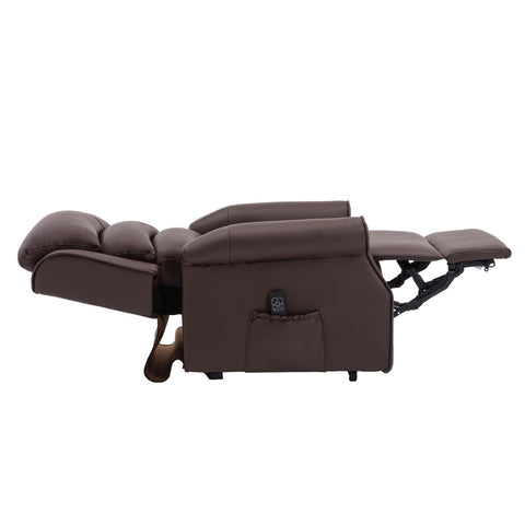 The Perth - Dual Motor Riser Recliner Mobility Chair in Brown Plush Faux Leather Refurbished - image 5