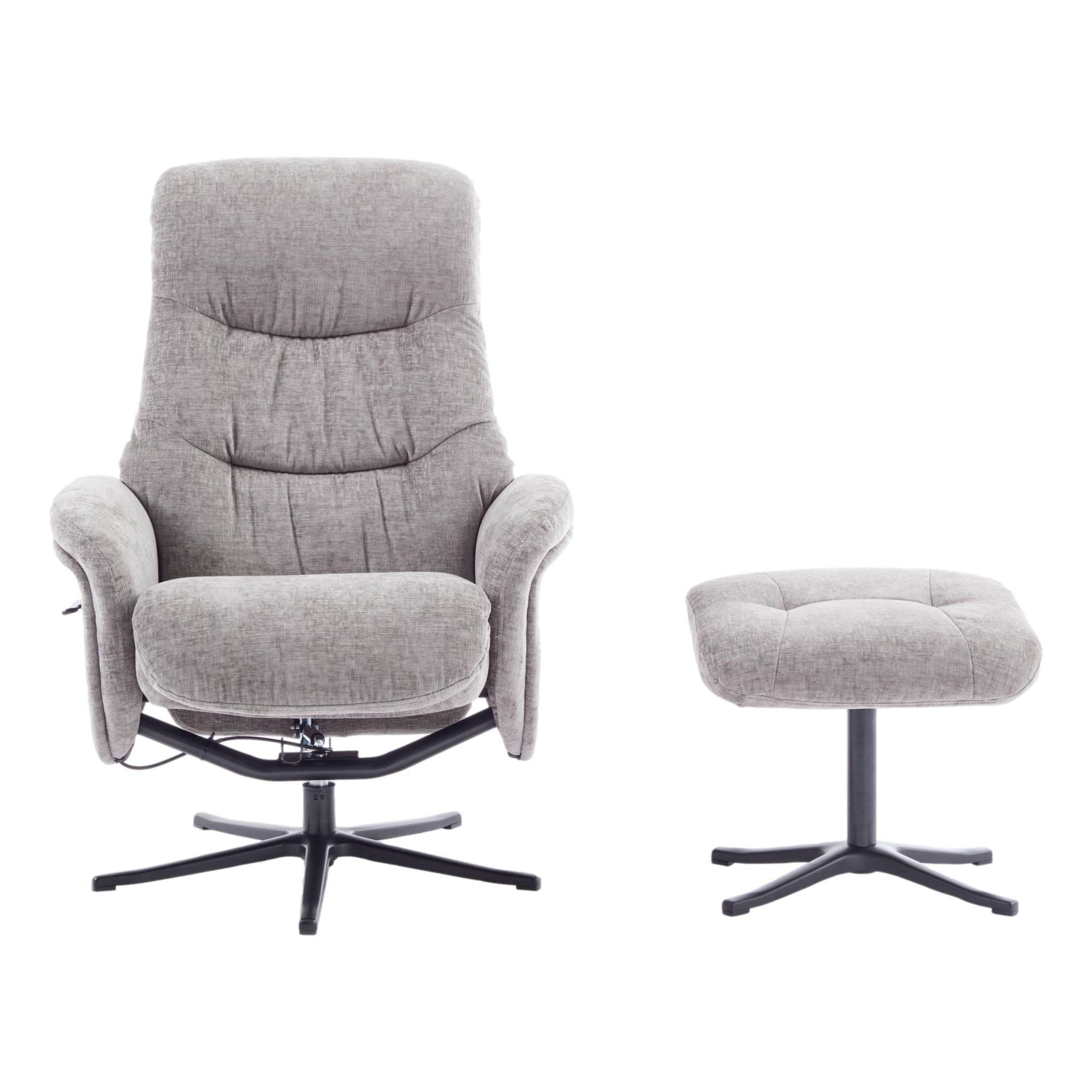 The Nevada Swivel Recliner Chair & Matching Footstool in Cloud Fabric