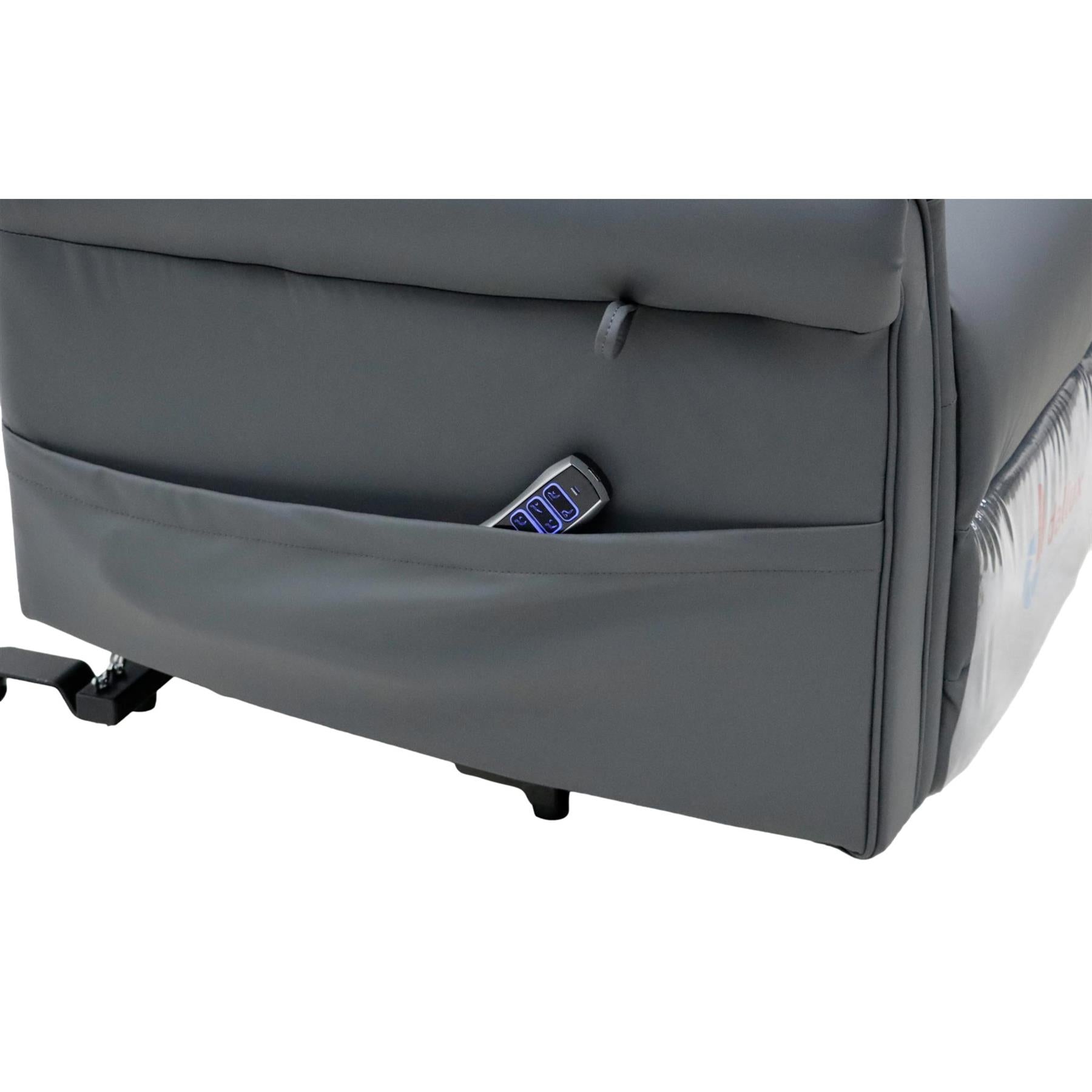 Nevis Healthcare – Triple Motor Riser Recliner Mobility Chair in Slate 4-Way Stretch Faux Leather