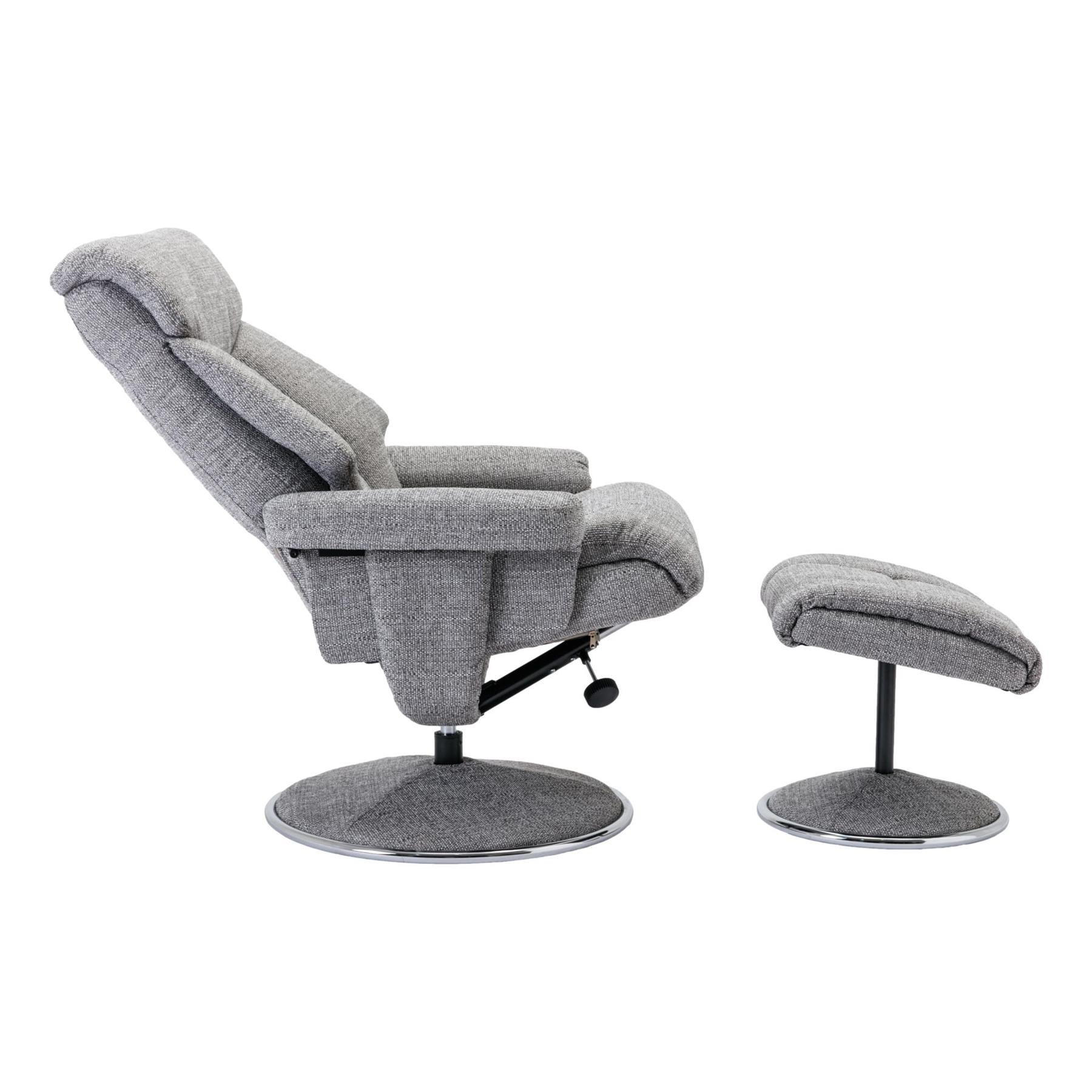 The Biarritz - Swivel Recliner Chair & Matching Footstool in Lisbon Rock Fabric