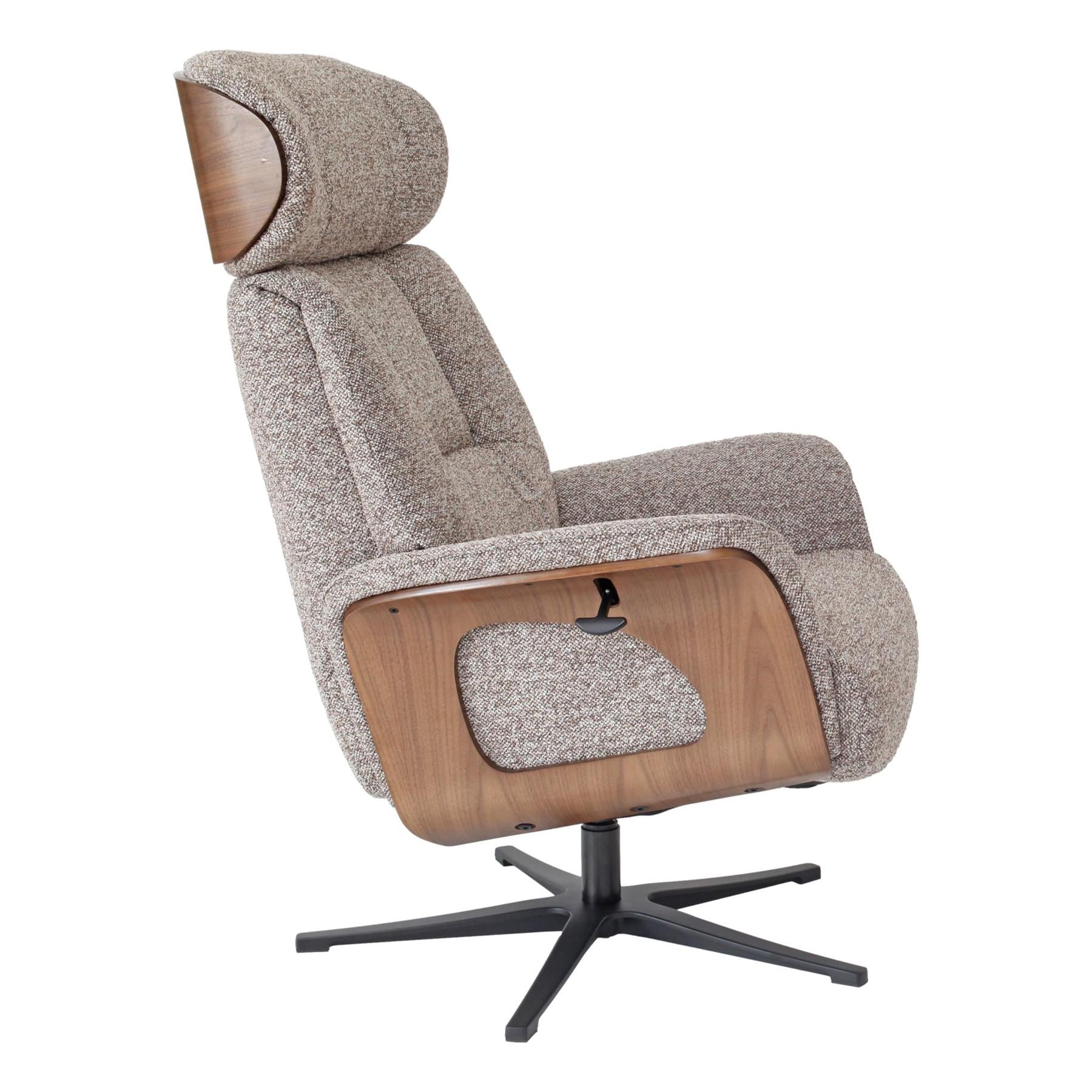 Stratford Swivel Recliner Chair in Coffee Fabric with Matching Footstool