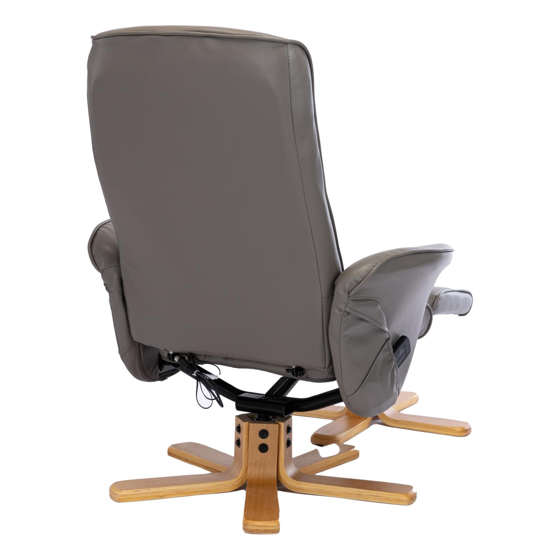 The Alexandria Swivel Recliner Chair with Heat & Massage - Grey Faux Leather - Refurbished