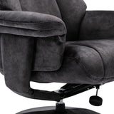 The Denver Swivel Recliner Chair & Footstool - Fabric - Liquorice