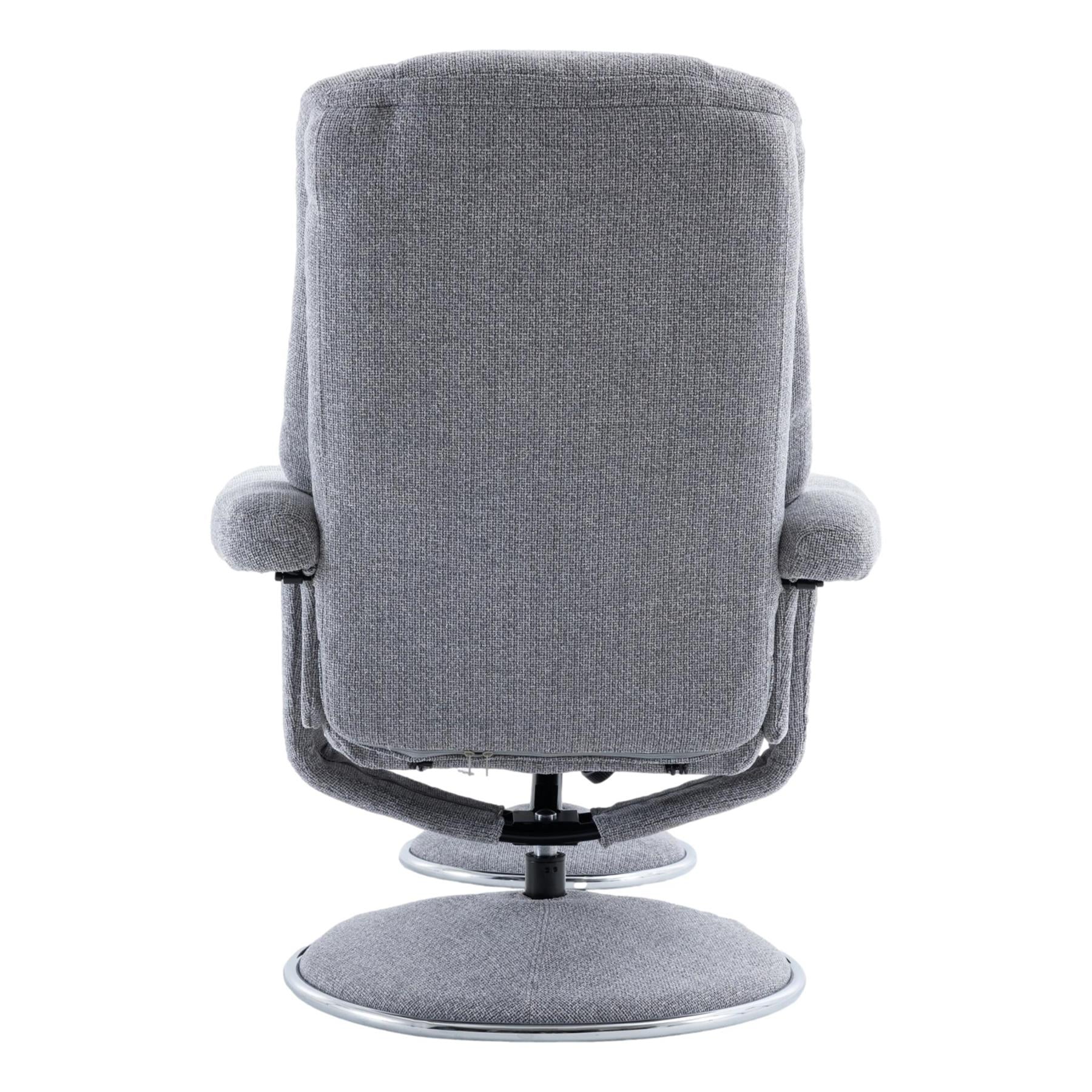 The Denver - Swivel Recliner Chair & Matching Footstool in Cha Cha Dove Fabric