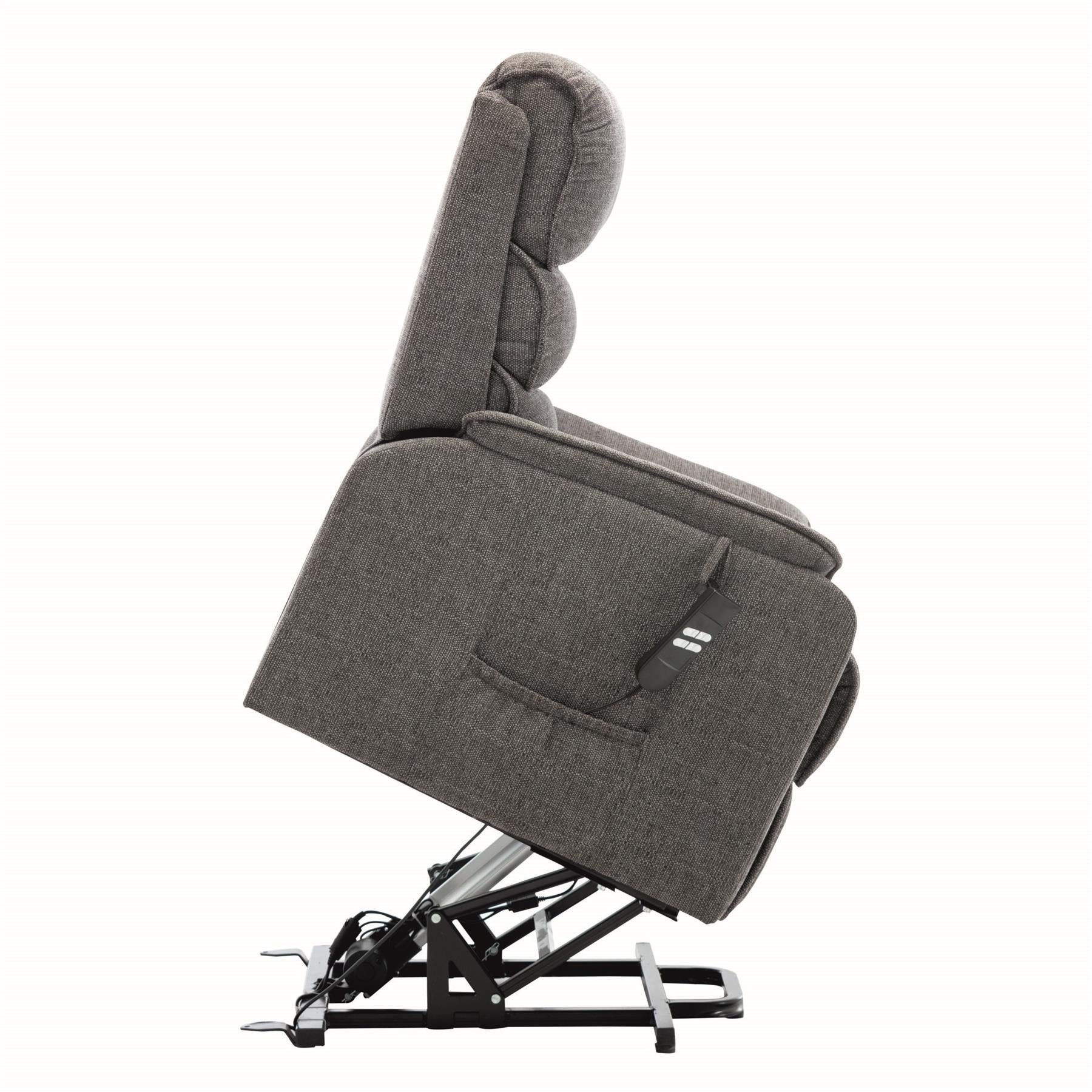 Henley Riser Recliner Chair Dual Motor Heat & Massage Grey Fabric - Refurbished - No Heat / Masssage