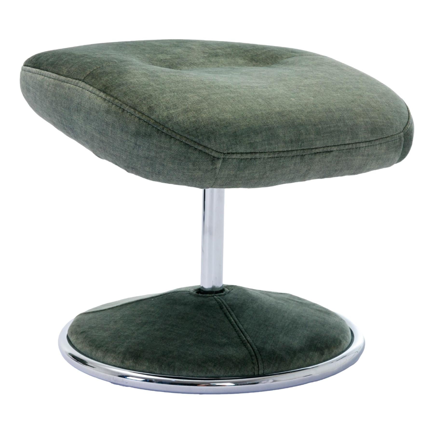 The Paddington - Swivel Recliner Chair & Matching Footstool in Moss Green Fabric - Refurbished