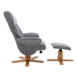 The Giza - Fabric Swivel Recliner Chair & Matching Footstool in Lake Blue - Refurbished - thumbnail 6