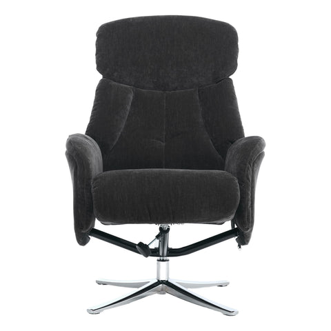 The Lucia Swivel Recliner Chair & Footstool in Black Fabric - image 3