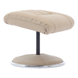The Lyon - Genuine Leather Swivel Recliner Chair & Footstool in Pebble Cream - Refurbished - thumbnail 8