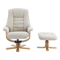 The Sardinia - Swivel Recliner Chair & Matching Footstool in Hessian Fabric