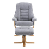 The Sardinia - Swivel Recliner Chair & Matching Footstool in Dove Fabric