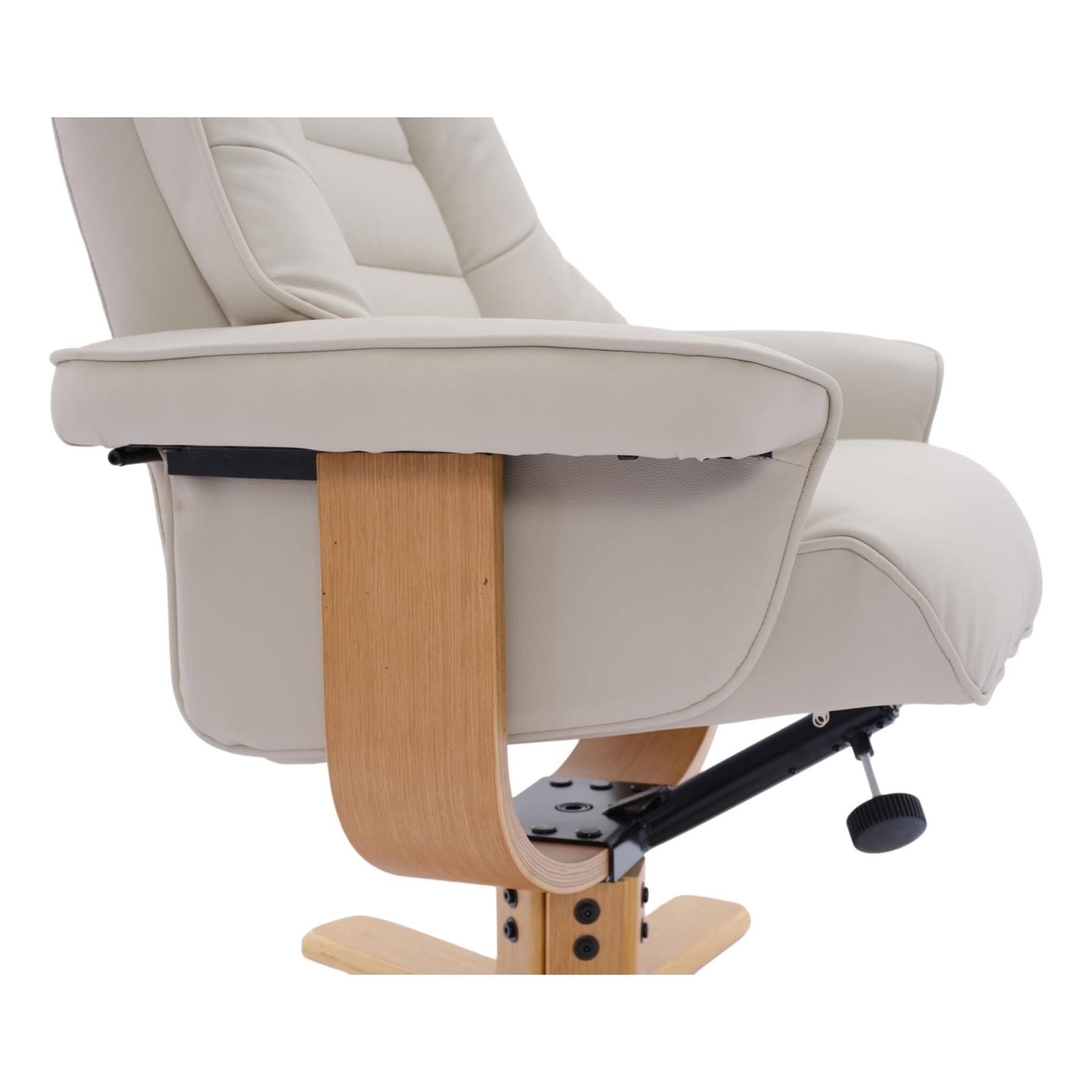 The Sardinia - Swivel Recliner Chair & Footstool in Mushroom Genuine Leather