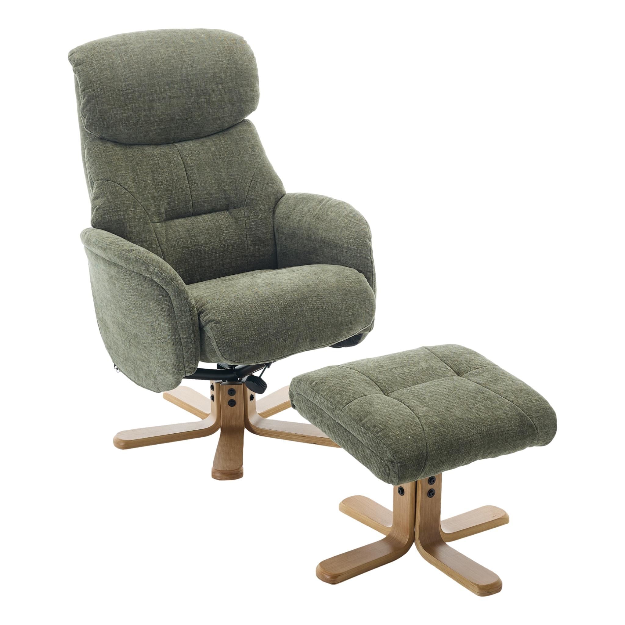 The Eden Swivel Recliner Chair & Matching Footstool  in Kellygreen Fabric - primary product image
