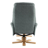 The Dubai - Swivel Recliner Chair & Matching Footstool in Lisbon Teal Fabric - Refurbished - thumbnail 9
