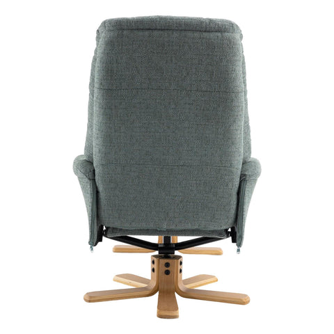 The Dubai - Swivel Recliner Chair & Matching Footstool in Lisbon Teal Fabric - Refurbished - image 9