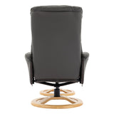 The Mandalay Swivel Recliner Chair & Footstool in Cinder Genuine Leather - Refurbished - thumbnail 9