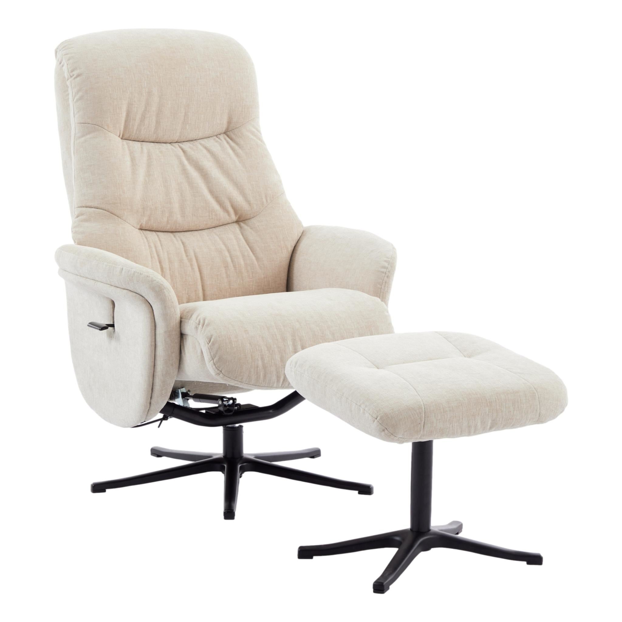 The Nevada Swivel Recliner Chair & Matching Footstool in Barley Fabric